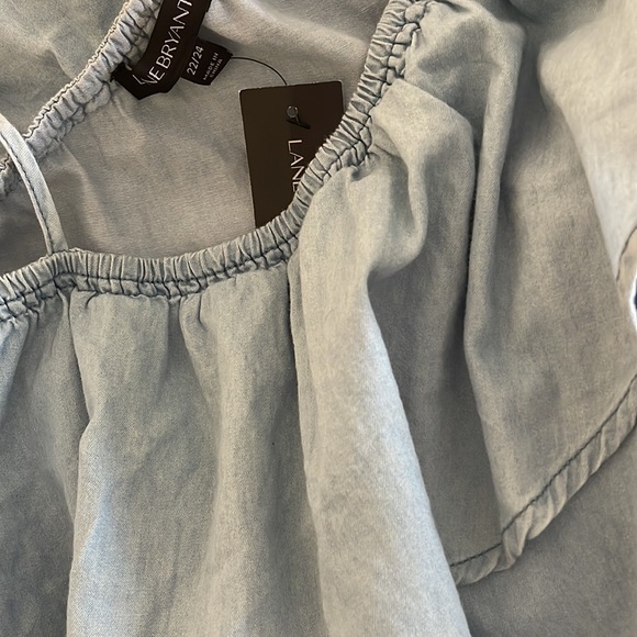 Lane Bryant Washed Denim Asymmetrical Top 22/24 NWT - Picture 2 of 2